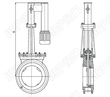 PZ273X、PZ273F、PZ273H、PZ273Y_電液動刀型閘閥結構圖